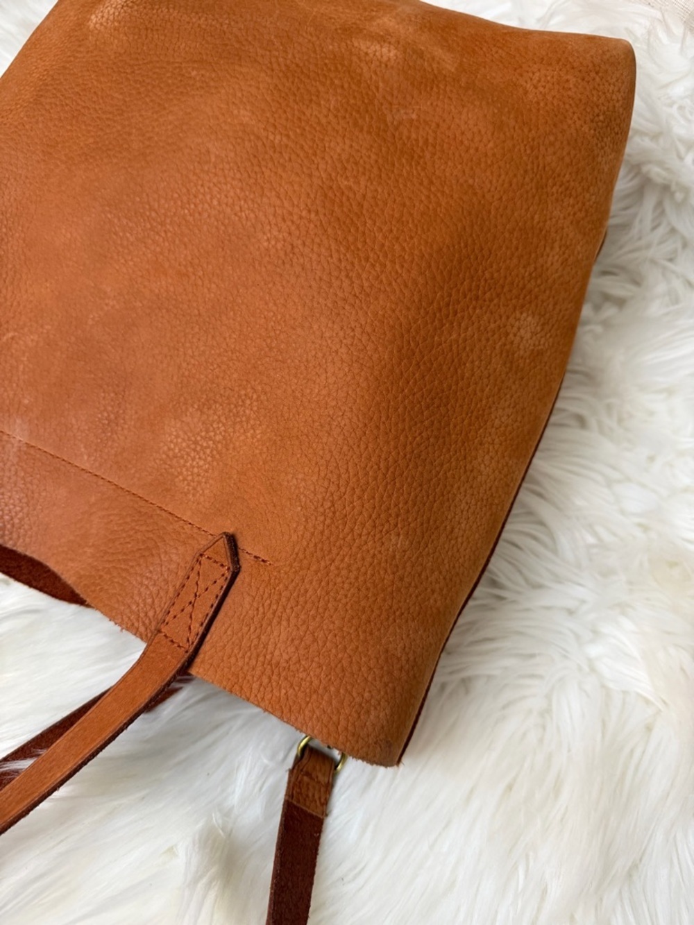 Madewell Cognac Leather Tote with Front Pocket - Picture 9 of 12